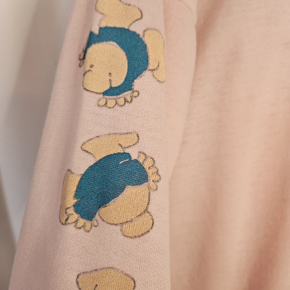 Vintage 1987 Ziggy Cartoon Size Large Pink Long Sleeve Fleece Nightgown - Picture 9 of 12
